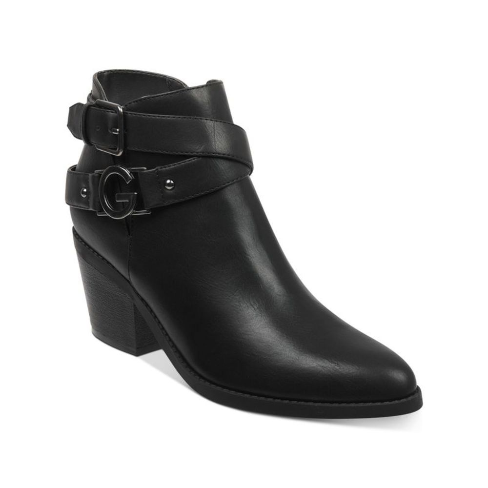 GBG GUESS Womens Black Logo Dustyn Almond Toe Block Heel Zip-Up Booties 9 M